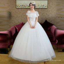 SLS039YC Plus Size Wedding Dress for Fat Women 2019 New Crystal O-neck Cap Sleeves Shinny Sequins Muslim Wedding Dress